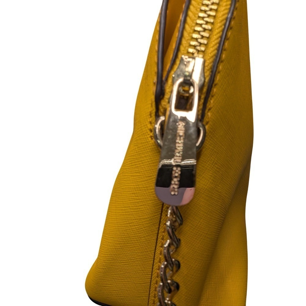 Michael Kors Yellow Leather Dome Crossbody‎ Gold Bag Chain Strap - Picture 6 of 11